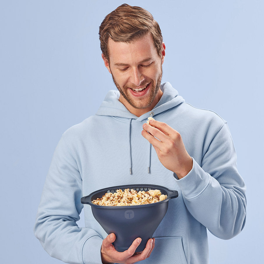 machine à popcorn pour micro-ondes tupperware wow pop appareil tout-en-un bleu minéral mer nocturne