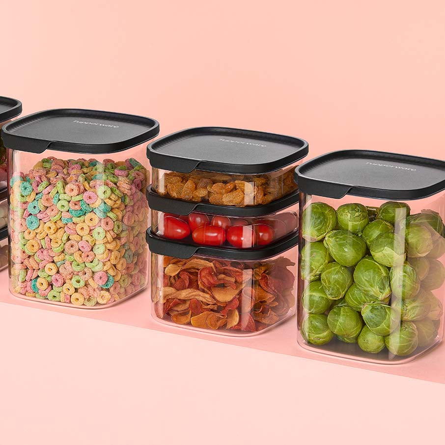 tupperware ultra clear square ensemble de 5 pièces cosmos fermetures hermétiques