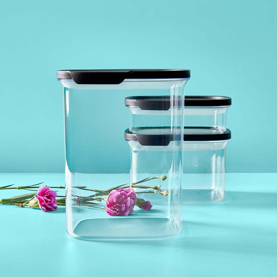 tupperware ultra clear square ensemble de 5 pièces cosmos fermetures hermétiques