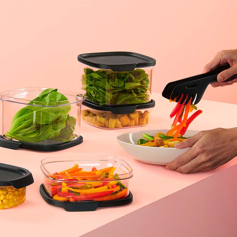 tupperware ultra clear square ensemble de 5 pièces cosmos fermetures hermétiques