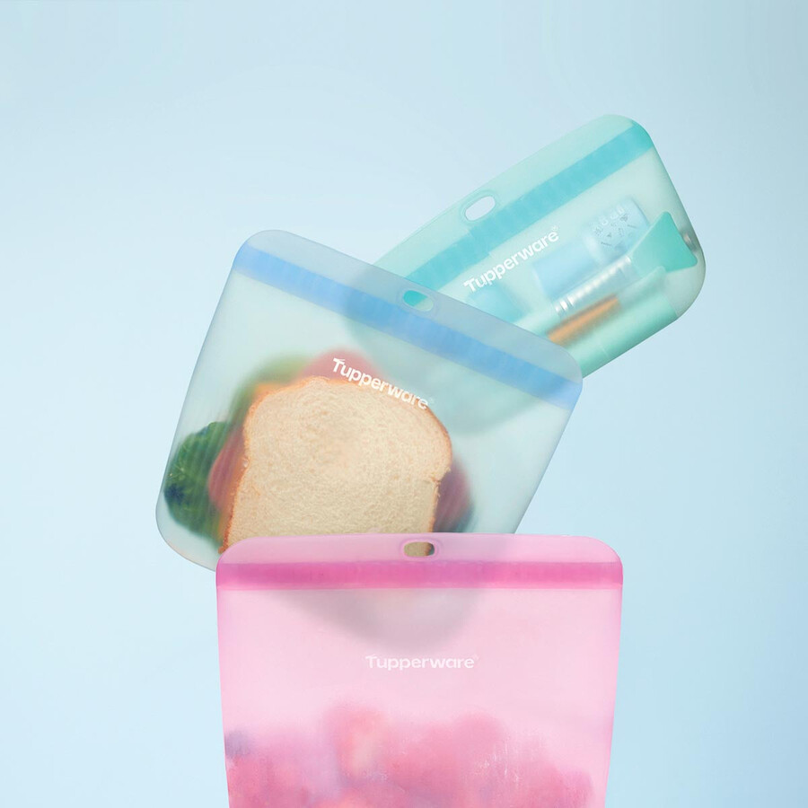 sac ultra-fin en silicone moyen bleu turquoise transparent