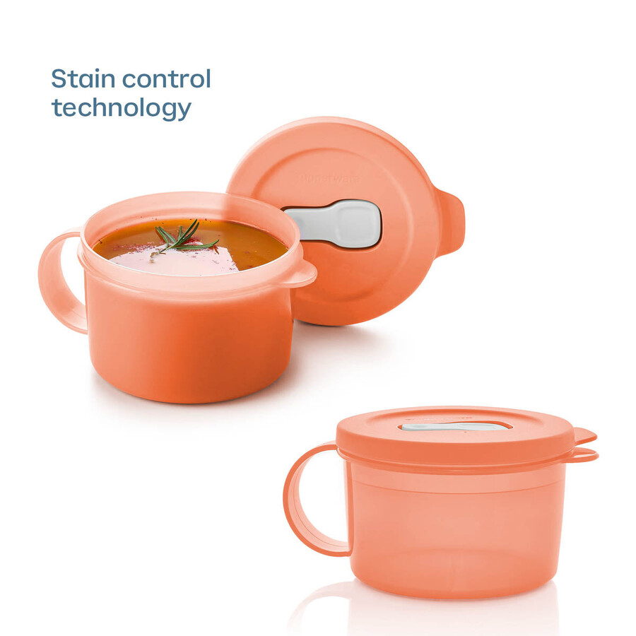 mug à soupe micro-ondable tupperware crystalwave plus lot de 2 anti-fuites rose cosy