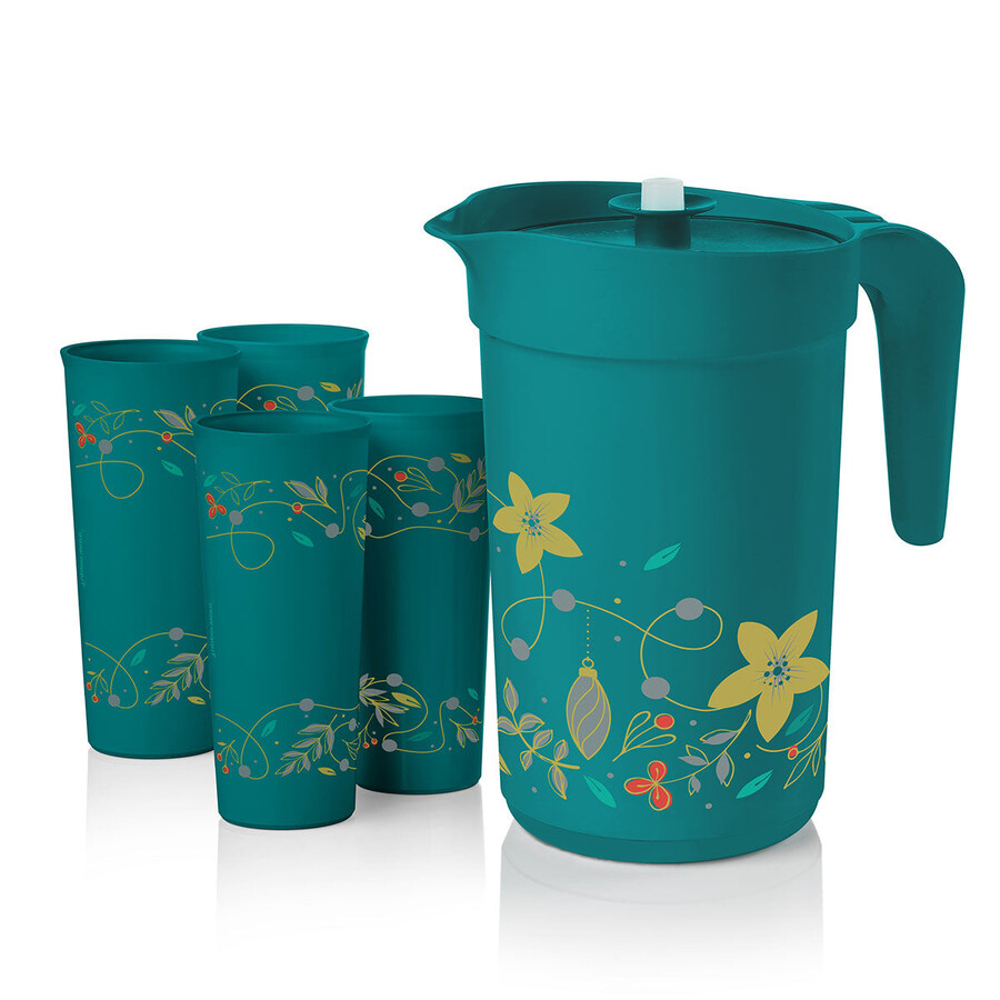 ensemble pichet et gobelet tupperware holiday holly verres festifs