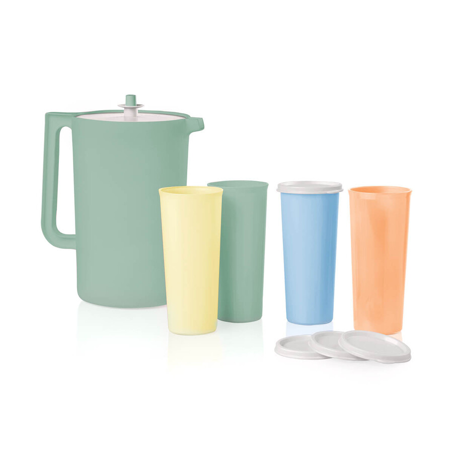 ensemble pichet et verre classic sheer pastels de rêve pêche juteuse glaçon racines précoces lait de cornouailles